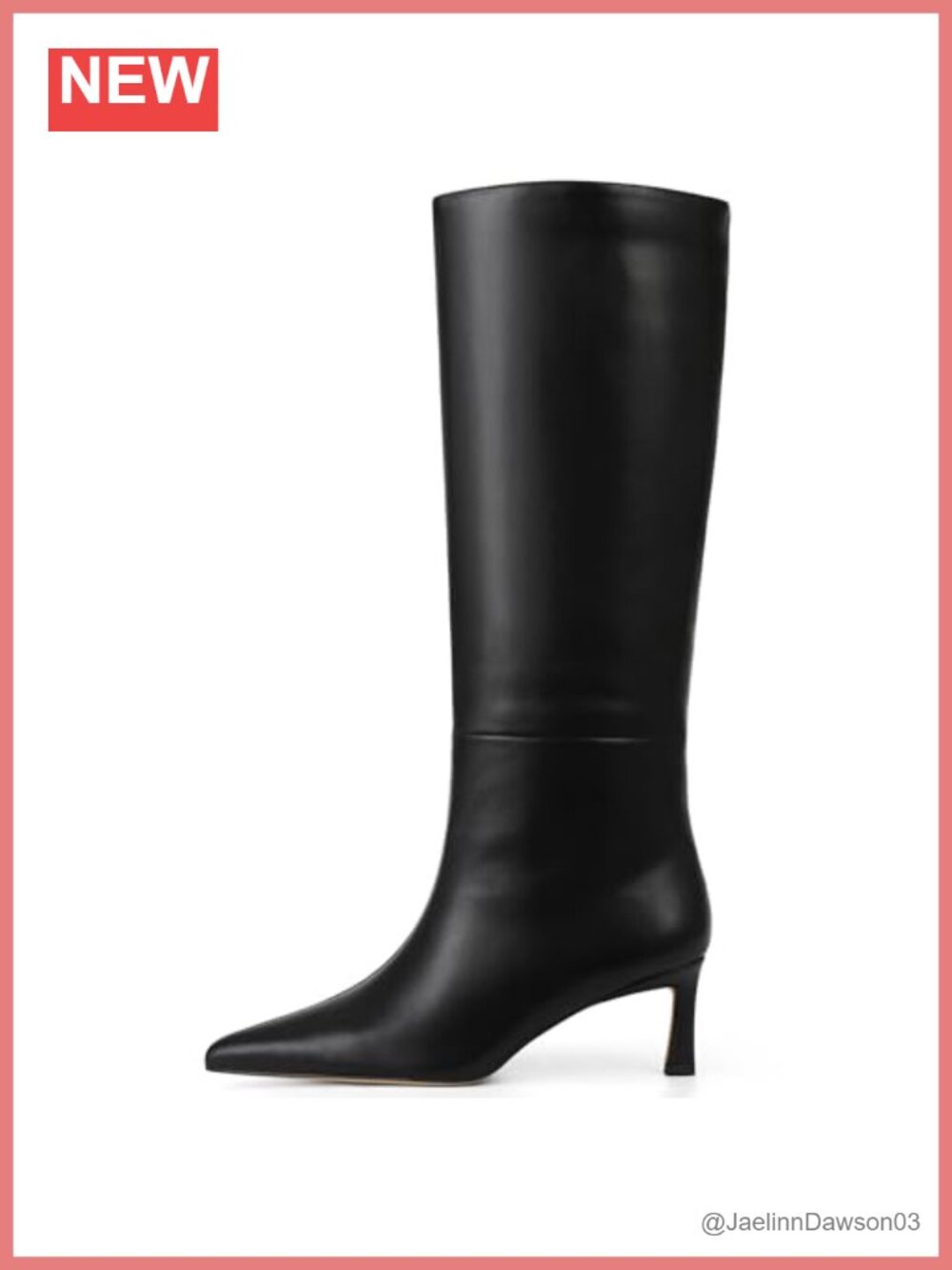 Wide Calf Knee High Boots Women Pointed Toe Kitten Heel Faux Leather Tall Boots